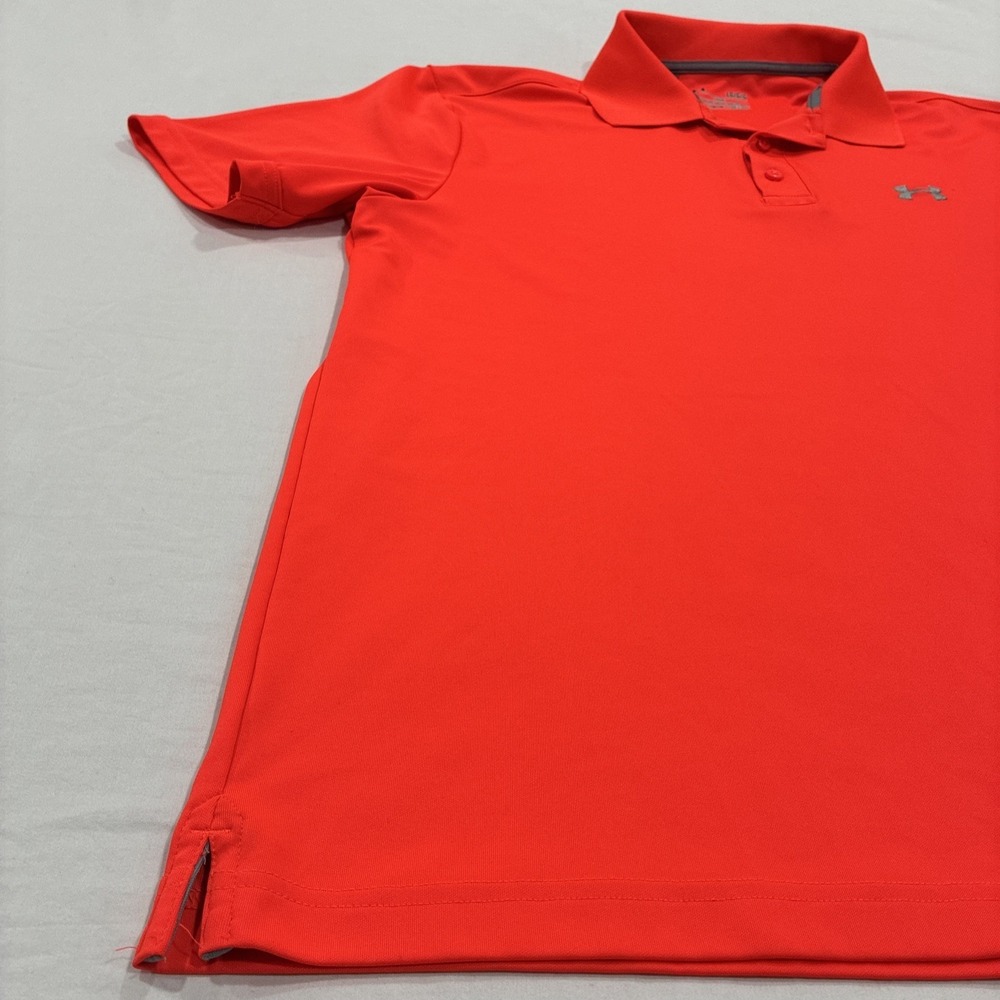 Under Armour Heatgear Polo Shirt Men's Large Loose Fit Short Sleeve Orange - Picture 2 of 13